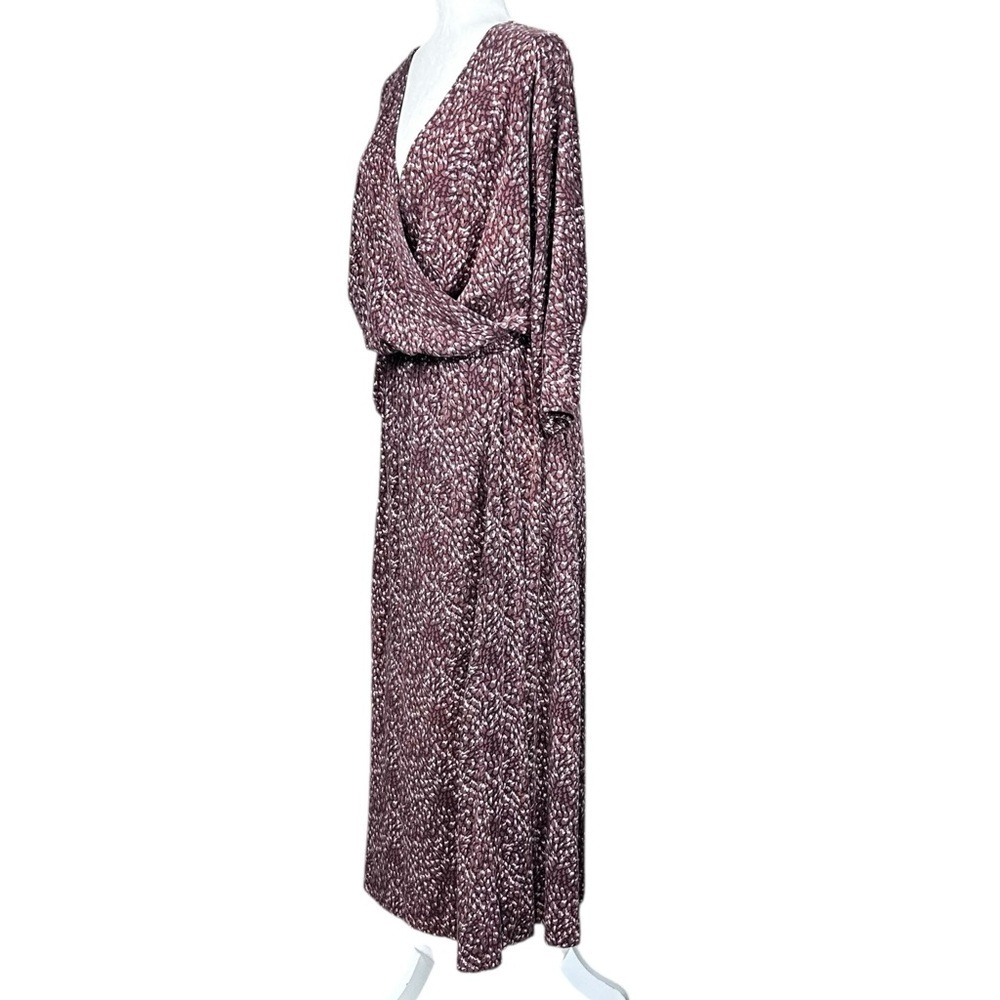 Garnet Hill Faux Wrap Knit Dress M Batwing Blouson Closet Staple Earth Tones - Picture 4 of 8
